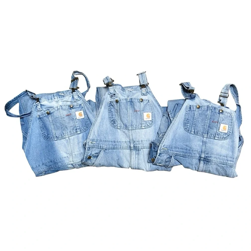 Carhartt Overalls LOT OF 3 Blue Denim Workwear Men's Size 38x36 R07 DST